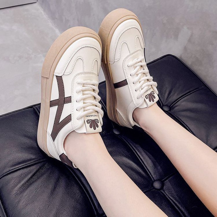 Platform White Shoes Thin And All-matching Casual Retro Sports Board Shoes Women's Shoes