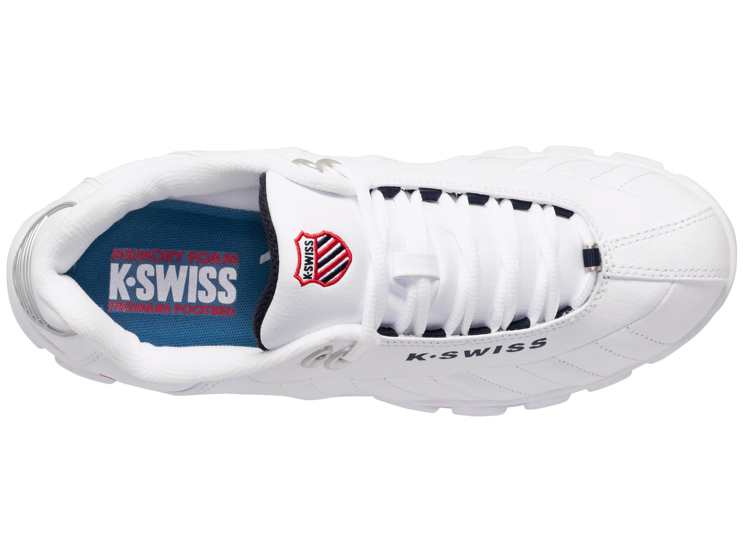 K-Swiss Men's ST329 CMF Sneaker, White/Navy/Red, 11.5 M