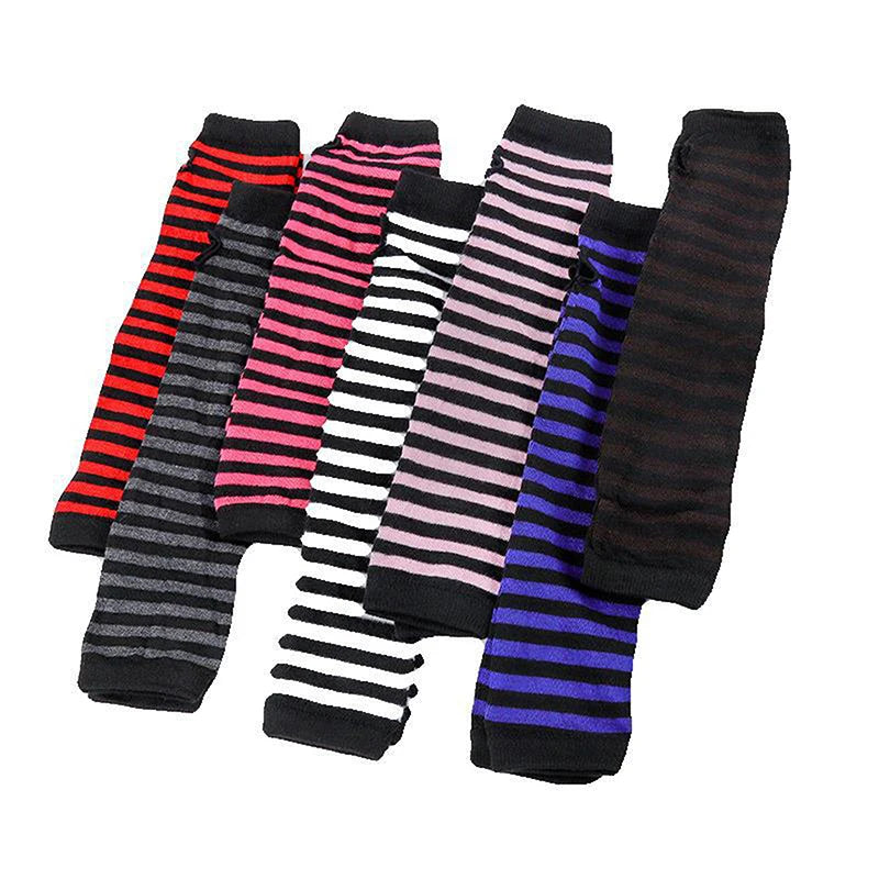 Y2K Fashion Women Girls Striped Elbow Gloves Warmer Knitted Long Fingerless Gloves