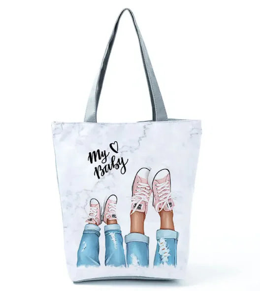 Cute Cartoon Super Mama Print Bag Travel Shoulder