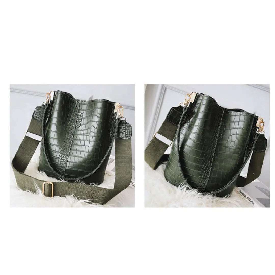 Blake Shoulder Bag -Olive Croc