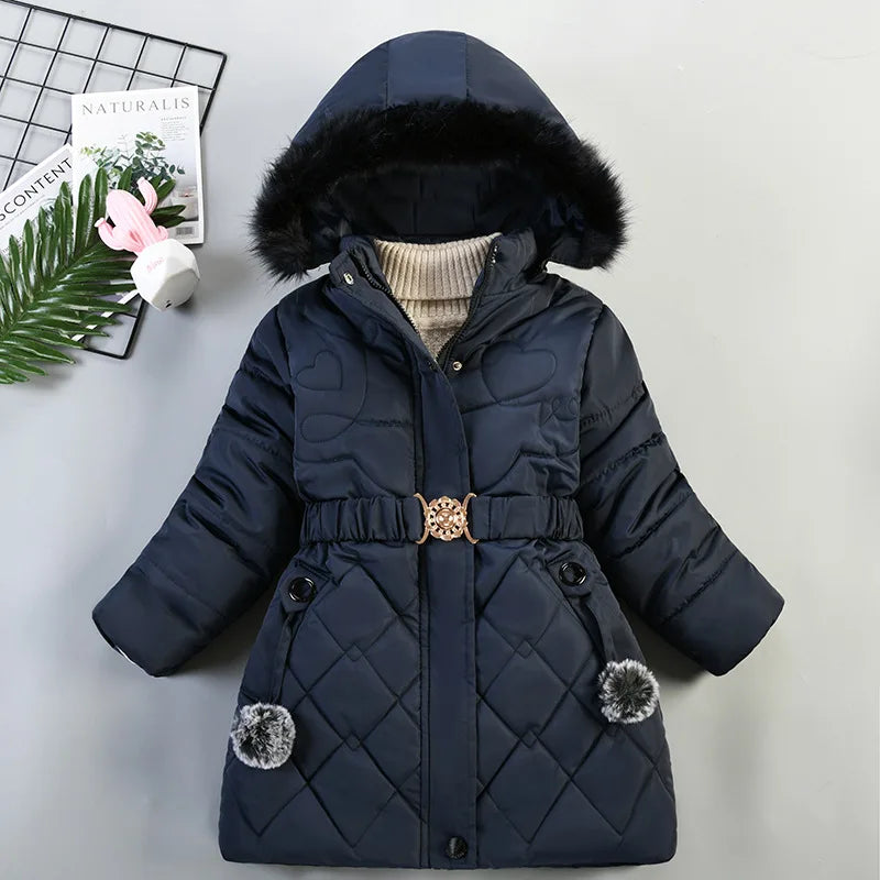 Autumn Winter Girls Jacket Keep Warm Hooded Windproof Outerwear Birthday Christmas Girls Coat 4 5 6 7 8 9 10 Years Kids Clothes