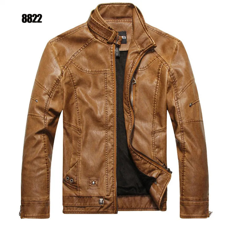 Men PU Leather Jackets New Motorcycle Men's Cotton Coat Autumn Winter Fleece Leather Jacket Jaqueta De Couro Masculina Casual