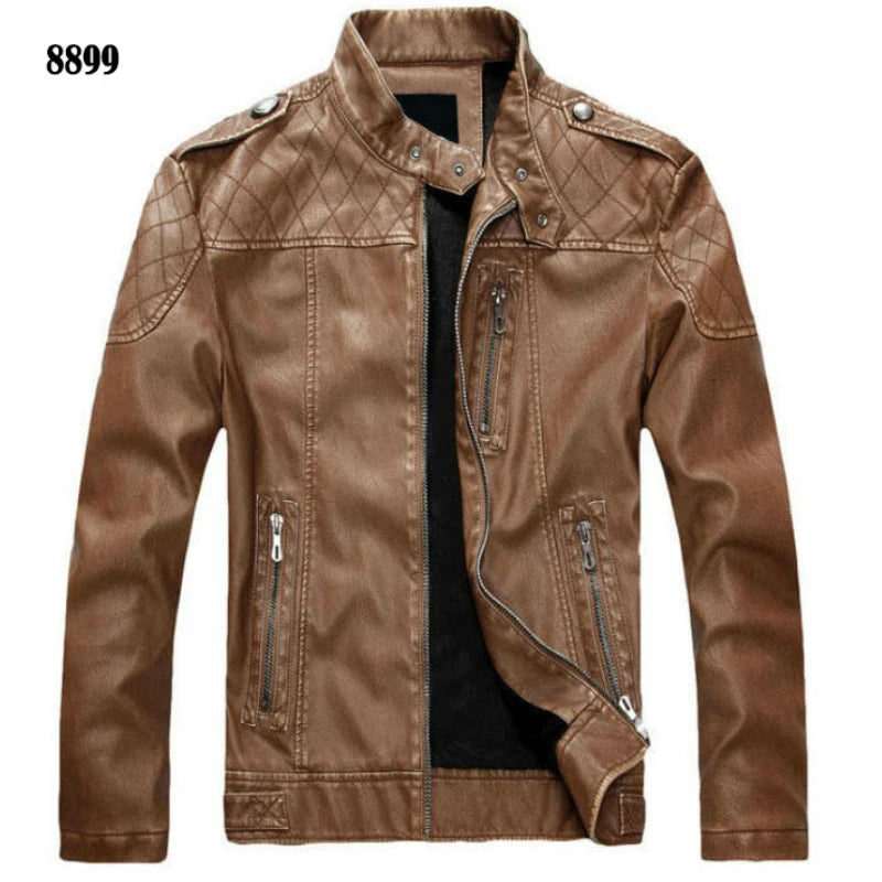 Men PU Leather Jackets New Motorcycle Men's Cotton Coat Autumn Winter Fleece Leather Jacket Jaqueta De Couro Masculina Casual