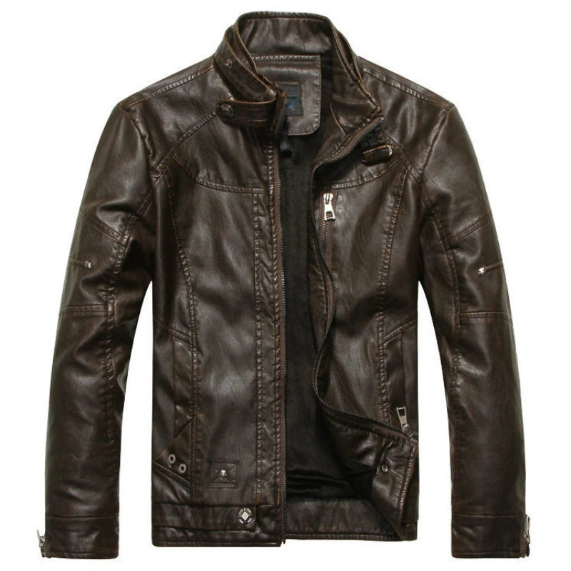 Men PU Leather Jackets New Motorcycle Men's Cotton Coat Autumn Winter Fleece Leather Jacket Jaqueta De Couro Masculina Casual