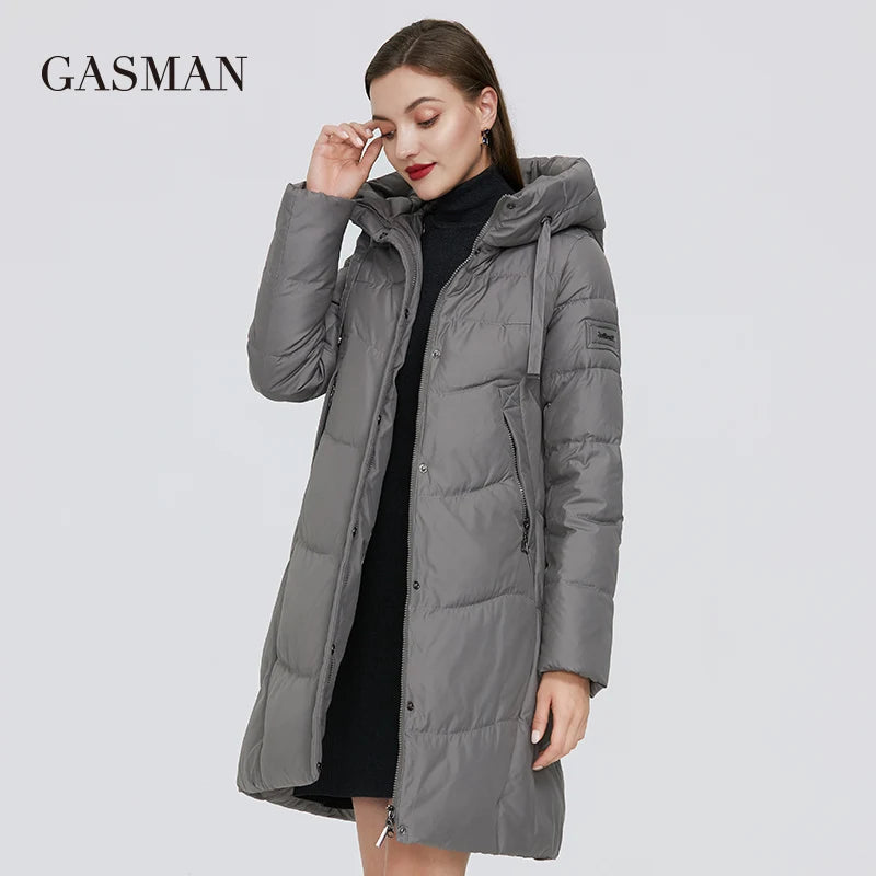 GASMAN 2022 New khaki fashion warm winter jacket Women long sleeve thick parka coat hooded Female waterproof down jackets 19677