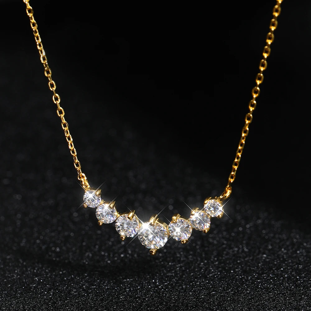 KNOBSPIN D VVS1 Moissanite Pendant Necklaces for Women Trendy Party Jewelry GRA Certified 925 Sliver Plated Yellow Gold Necklace