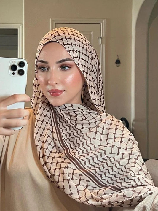 Big Size Kuffiyeh Prints Hijab Cotton Scarf Breathable Soft Long Fashion