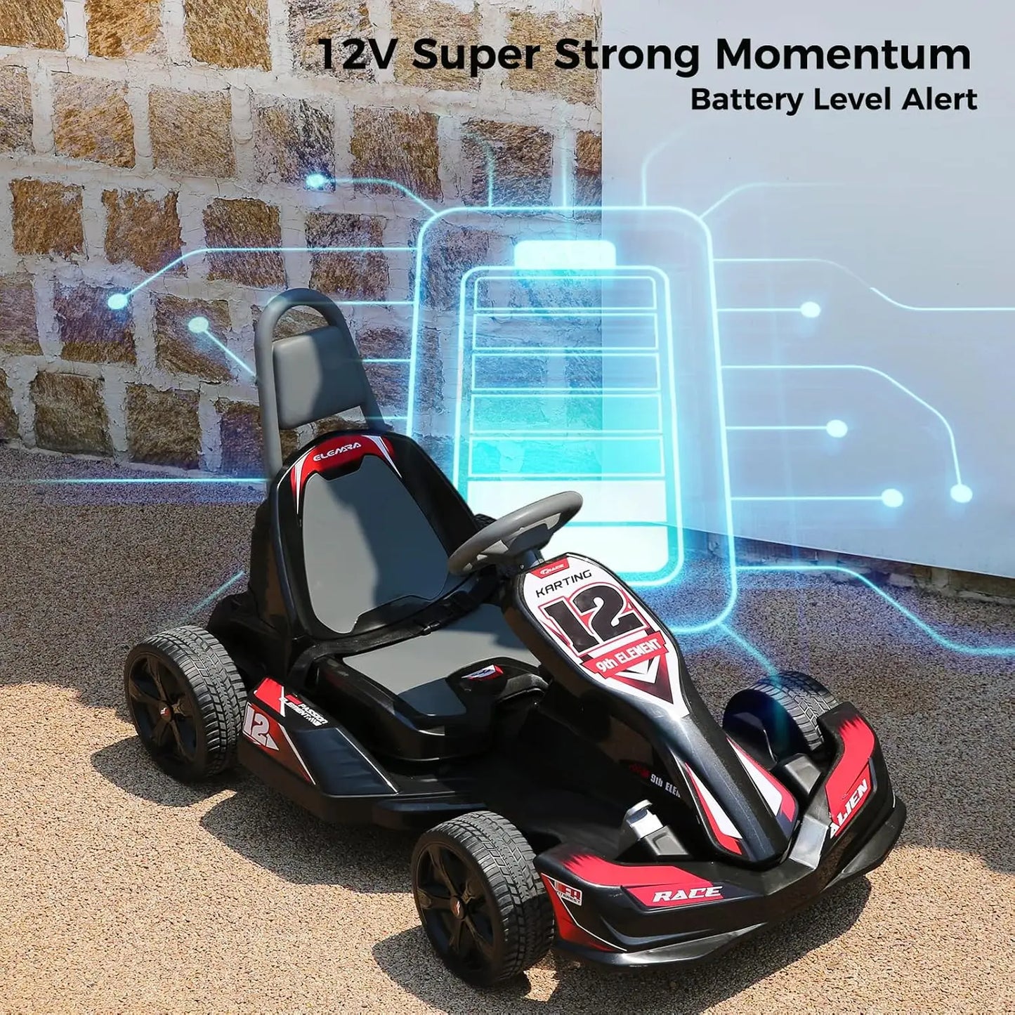 Electric Go Kart for Kids, 12V 2WD Battery Powered Ride On Cars with Parent Remote Control for Boys Girls,Vehicle Toy Gi