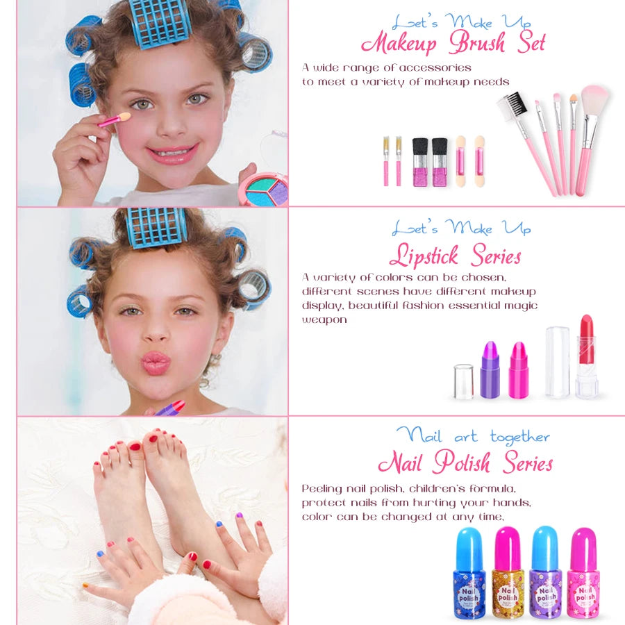 Kids Washable Makeup Girl Toys - Kids Makeup Kit for Girl, Real Make Up Set.