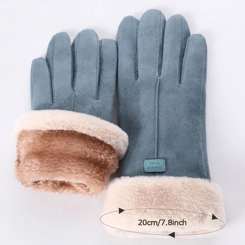 New Fashion Gloves Autumn Winter Cute Furry Warm Mitts Full Finger Mittens Women