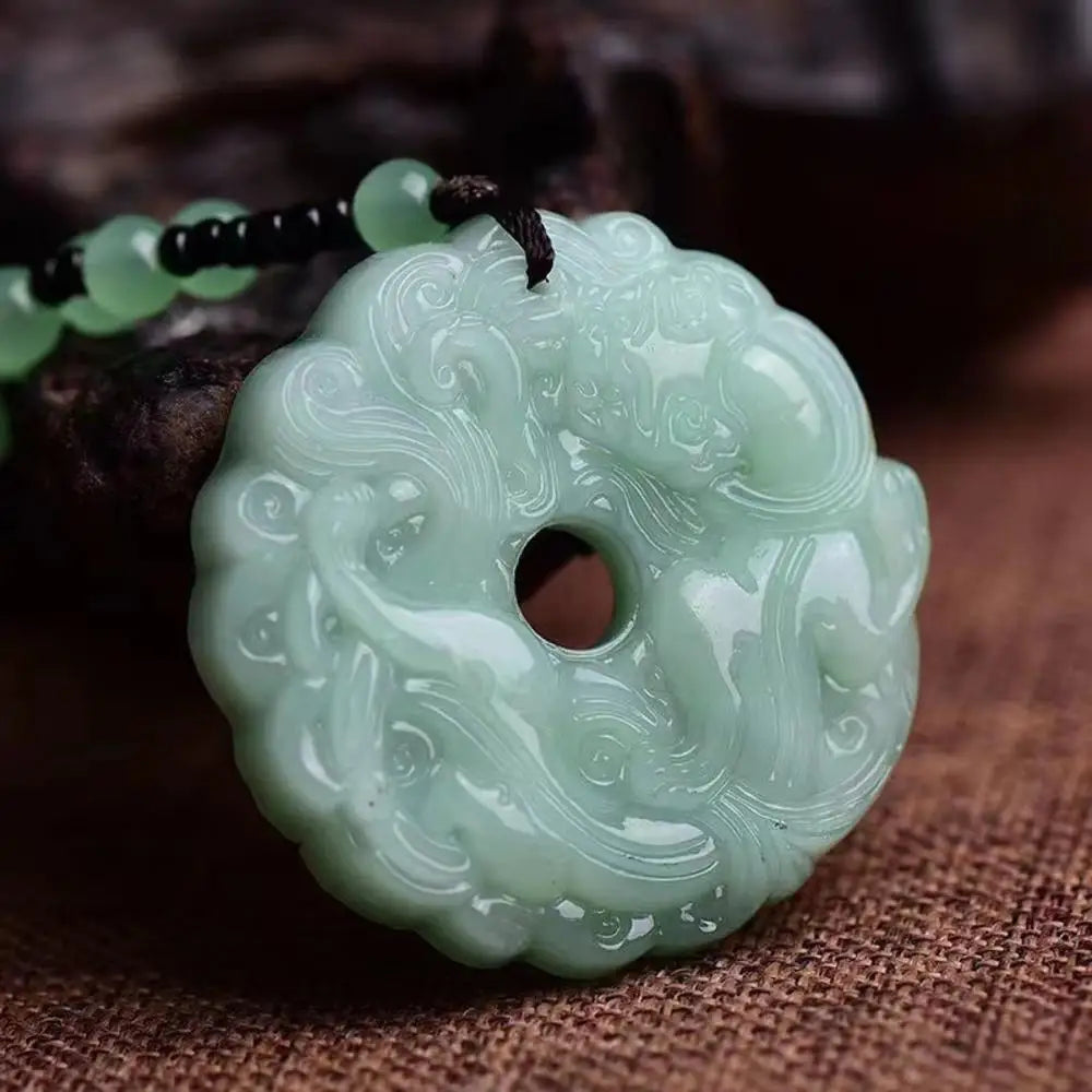 Green Jade Hand-Carved Dragon Hollow Jade Pendant Necklace Fashion Chinese Amulet Women Man'S Lucky Necklace Jewelry Gift