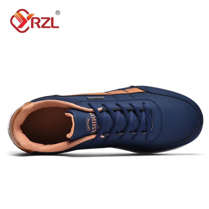 YRZL Men Shoes Spring Autumn Waterproof Walking Sneakers Leisure Male Leather Sports Shoes Non-Slip Footwear Tennis for Men