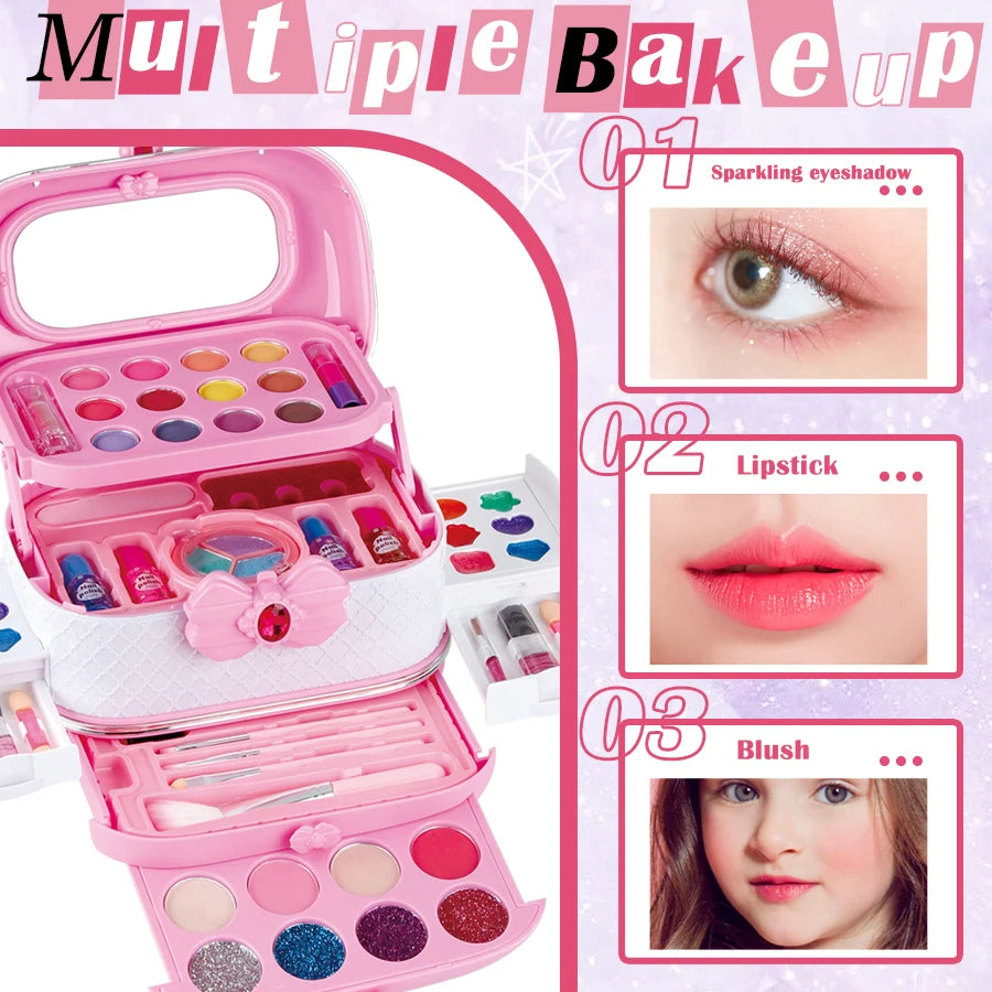 Kids Washable Makeup Girl Toys - Kids Makeup Kit for Girl, Real Make Up Set.