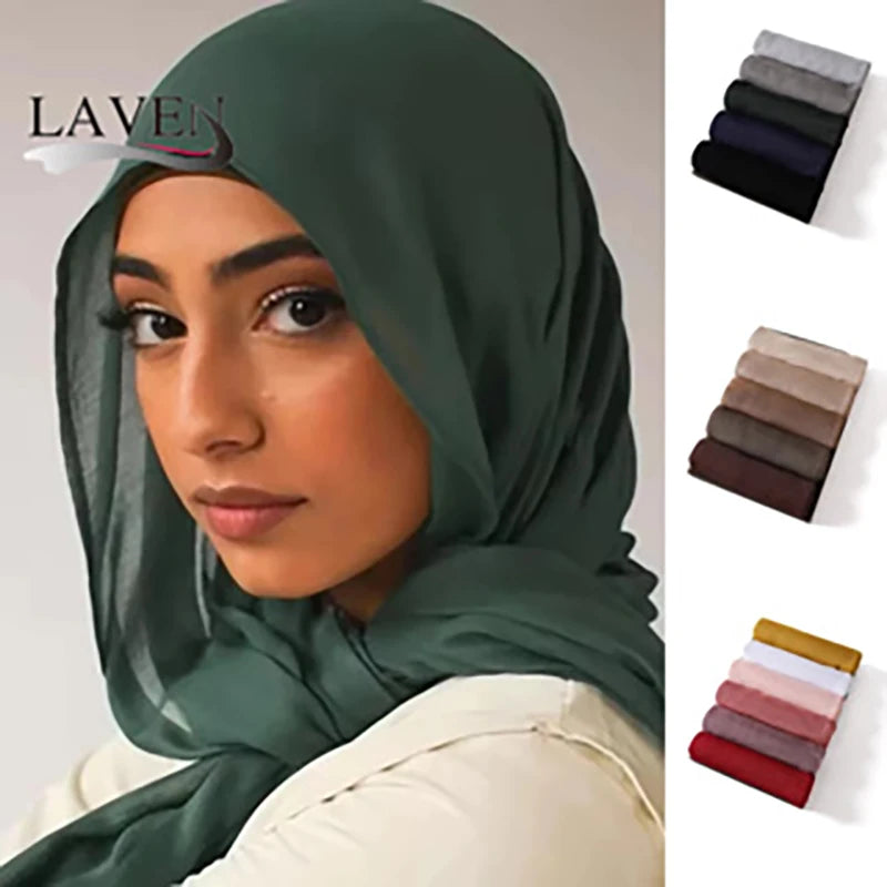 Women Big Size Plain Solid Cotton Rayon Hijab Scarf Lady High Quality Wraps and Shawls Musulman Headband Islamic Turban 180*95Cm