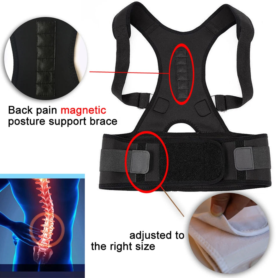 Magnetic Shoulder Scoliosis Orthopedic Back Brace Spine Magnet Support Poor Posture Correction Belt Women Men