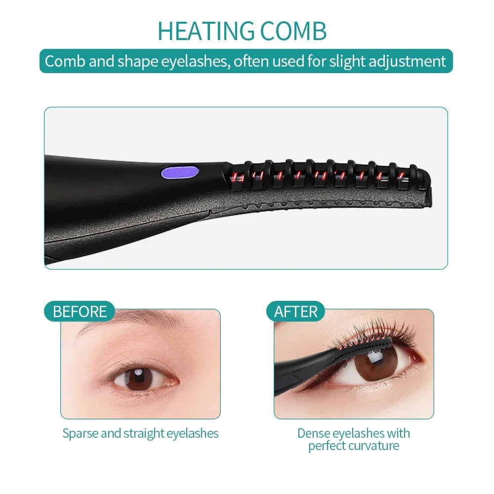 Mini USB Heating Eyelash Curler Eye Lashes Fast Curling Comb Mascara Long Lasting