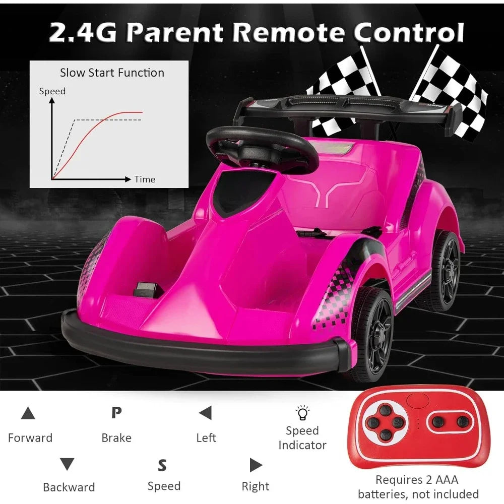 6V Go Kart with 2.4G Remote Control, 2MPH Max Speed, Electric Kids Ride-on Toy with Safety Belt,  Music, Battery Powered Go Kart