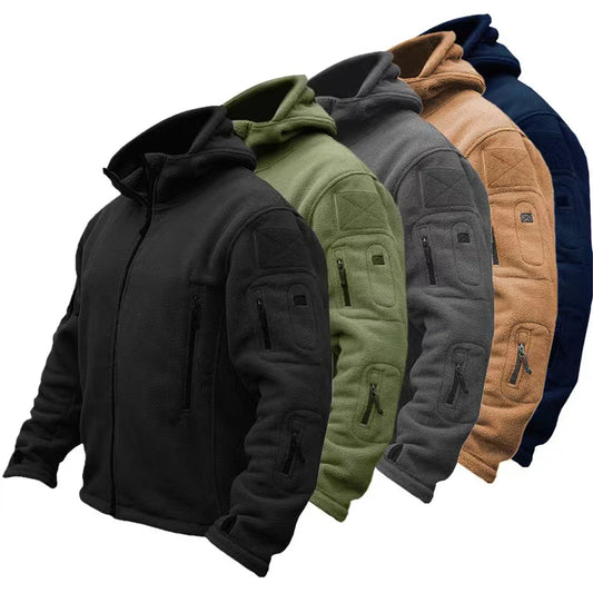 Men's US Military Winter Thermal Polar Fleece Tactical Jackets, Outdoor Sports Hood Coat, Softshell Hiking Army Camping Trekking