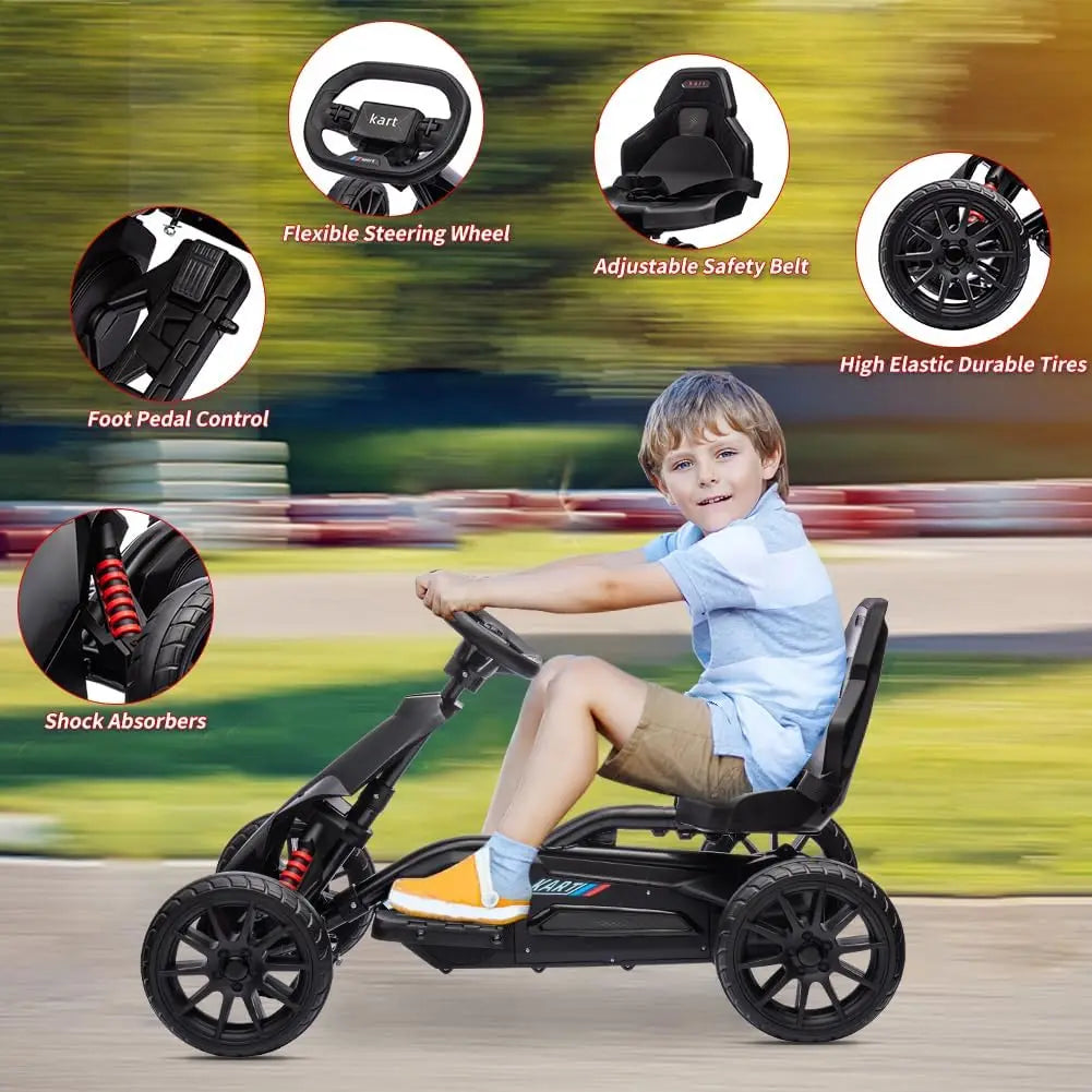 Electric Go Kart for Kids,7Ah Battery Powered Car for Toddlers, Ajustable Seat, High/Low Variable Speeds,EVA Wheels, Outdoor