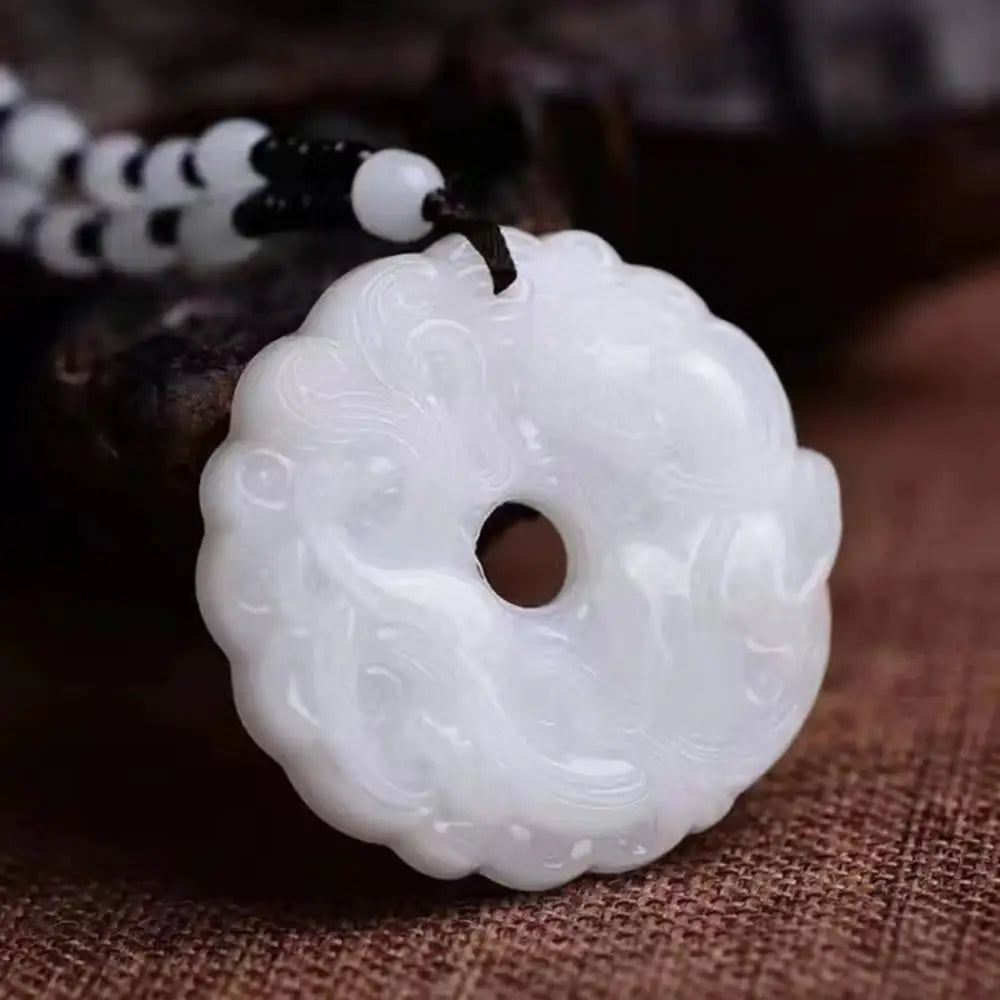 Green Jade Hand-Carved Dragon Hollow Jade Pendant Necklace Fashion Chinese Amulet Women Man'S Lucky Necklace Jewelry Gift