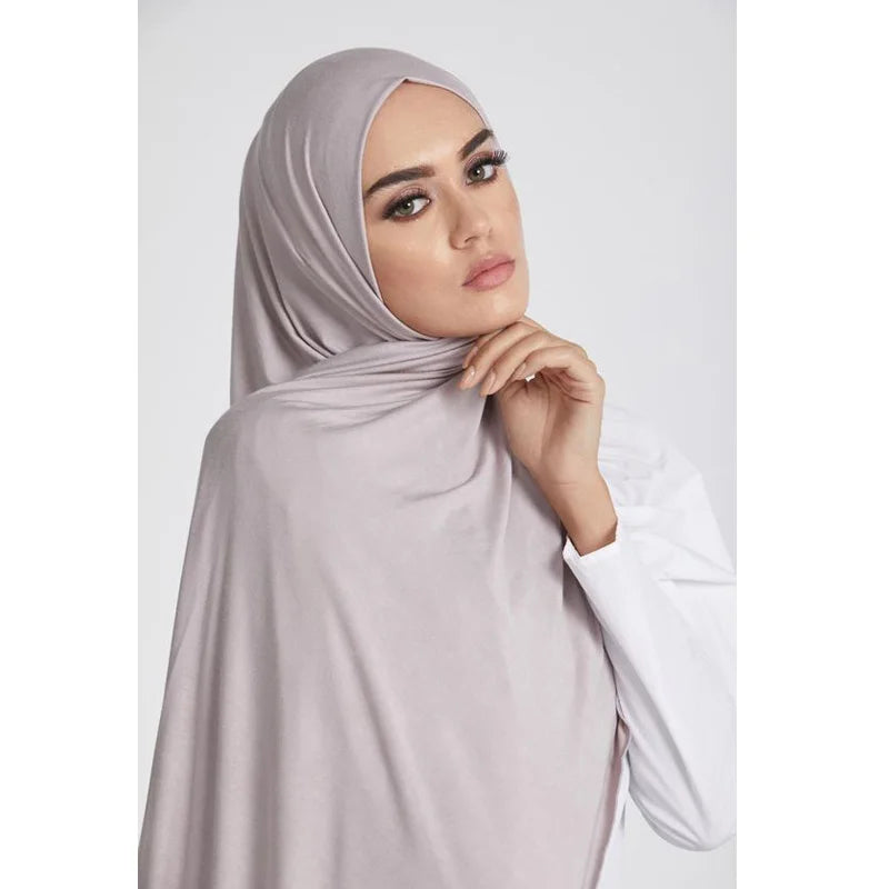 Modal Cotton Jersey Hijab Scarf Long Muslim Shawl Plain Soft Turban