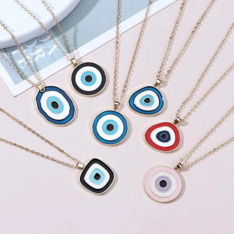 Simple Evil Eye Thin Pendant Jewelry Necklace for Women Turkish Lucky Fashion Silver Color Choker Chain Heart Friendship Gifts