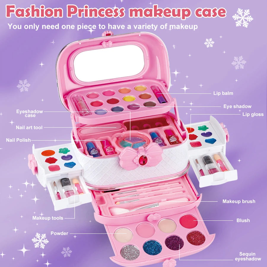 Kids Washable Makeup Girl Toys - Kids Makeup Kit for Girl, Real Make Up Set.