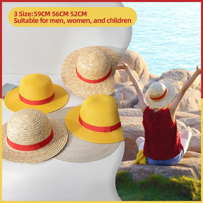 2024 Luffy Straw Hat Anime Cartoon Cosplay Caps Accessories Autumn Winter New Style Parent-Child Hat Luffy Hat for Women Men