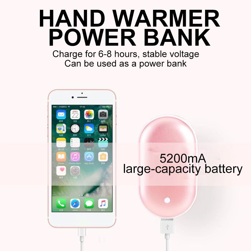 Winter Mini Hand Warmer Heating Pad USB Rechargeable Handy Warmer Heater Pocket Mini Cartoon Electric Heater Warm 5200mAh