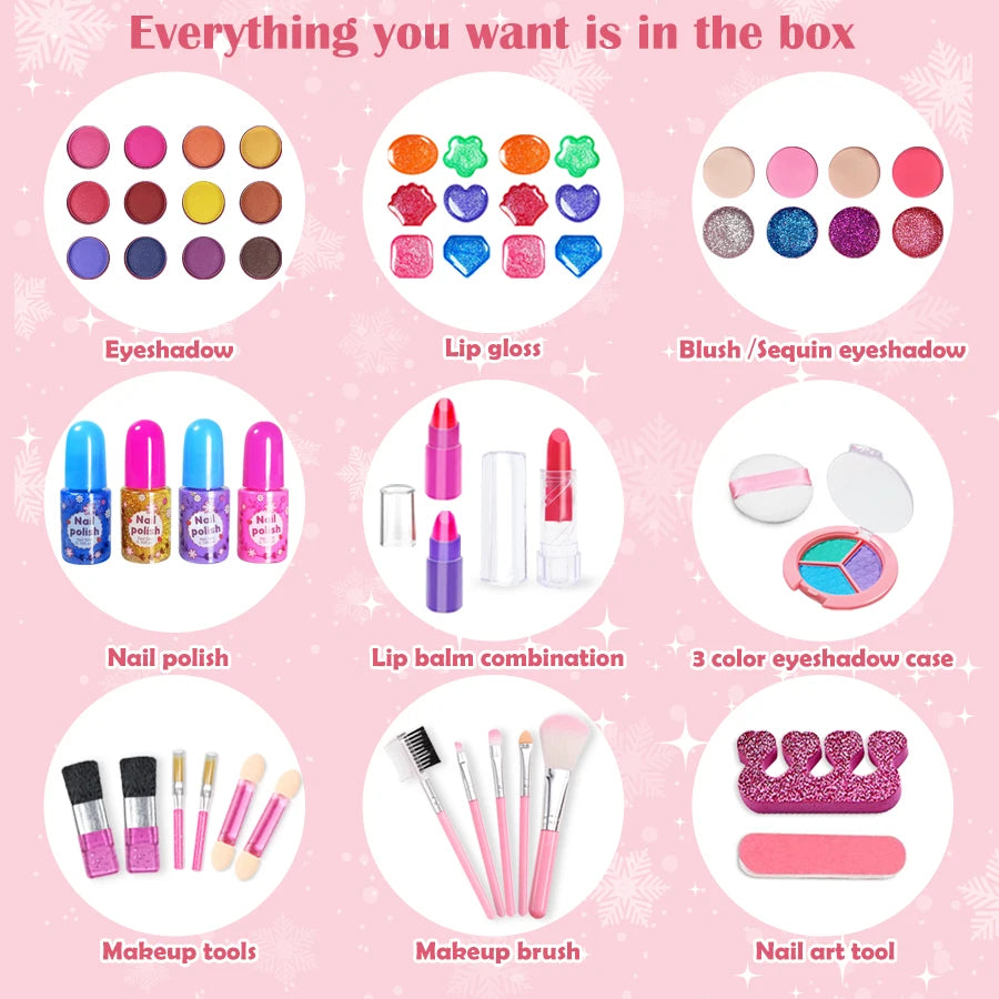 Kids Washable Makeup Girl Toys - Kids Makeup Kit for Girl, Real Make Up Set.