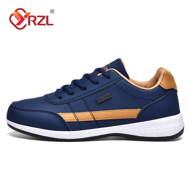 YRZL Men Shoes Spring Autumn Waterproof Walking Sneakers Leisure Male Leather Sports Shoes Non-Slip Footwear Tennis for Men