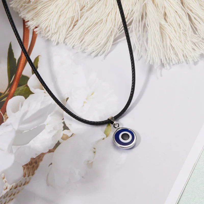 Simple Evil Eye Thin Pendant Jewelry Necklace for Women Turkish Lucky Fashion Silver Color Choker Chain Heart Friendship Gifts