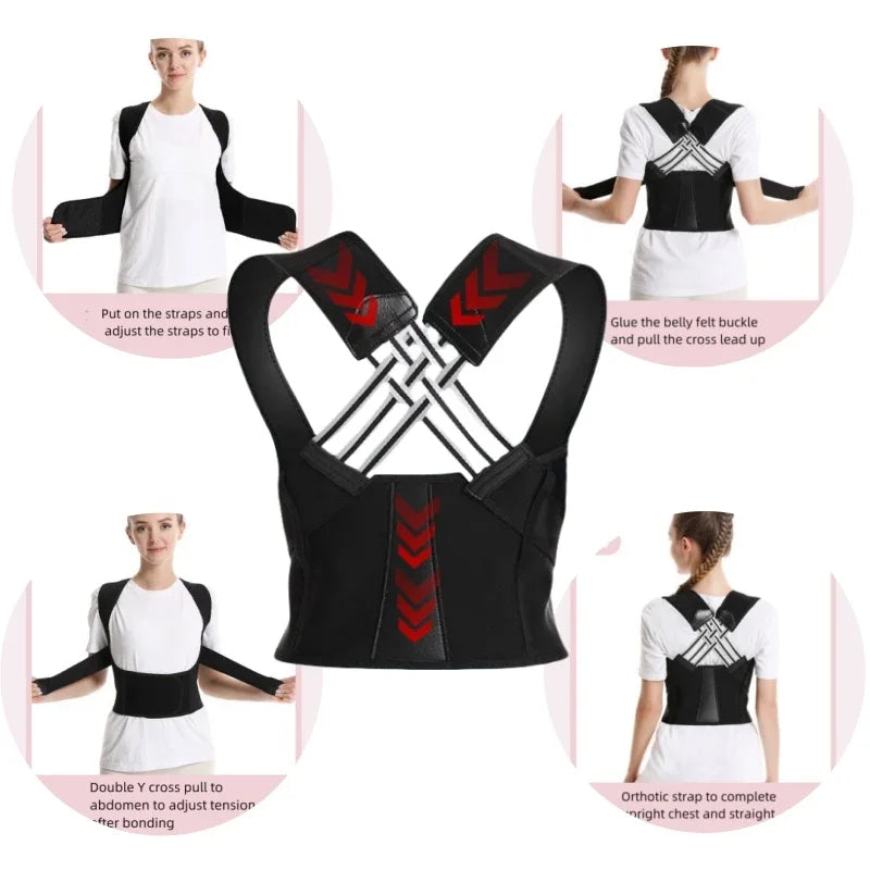 Back Posture Corrector for Women Breathable Elastic Brace Back Posture Correction Belt Adjustable Shoulder for Student and Man