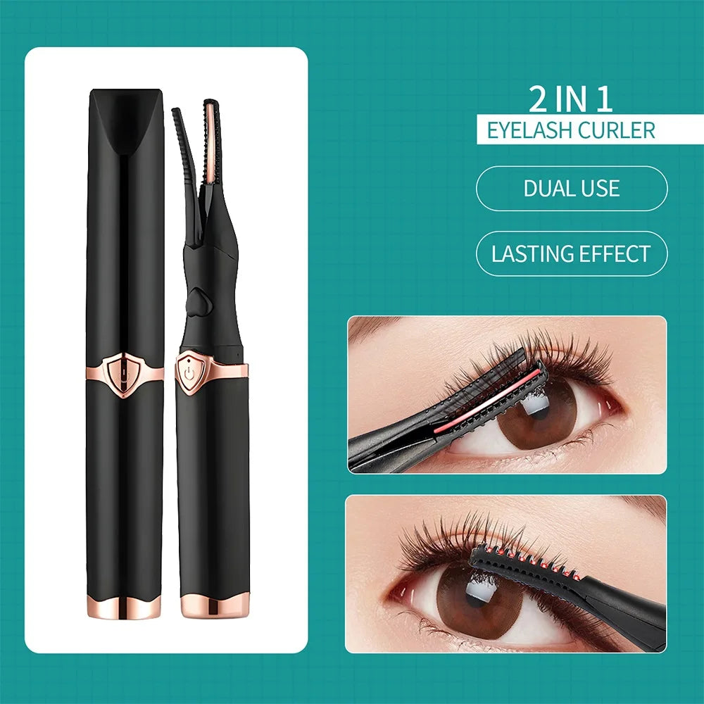 Mini USB Heating Eyelash Curler Eye Lashes Fast Curling Comb Mascara Long Lasting