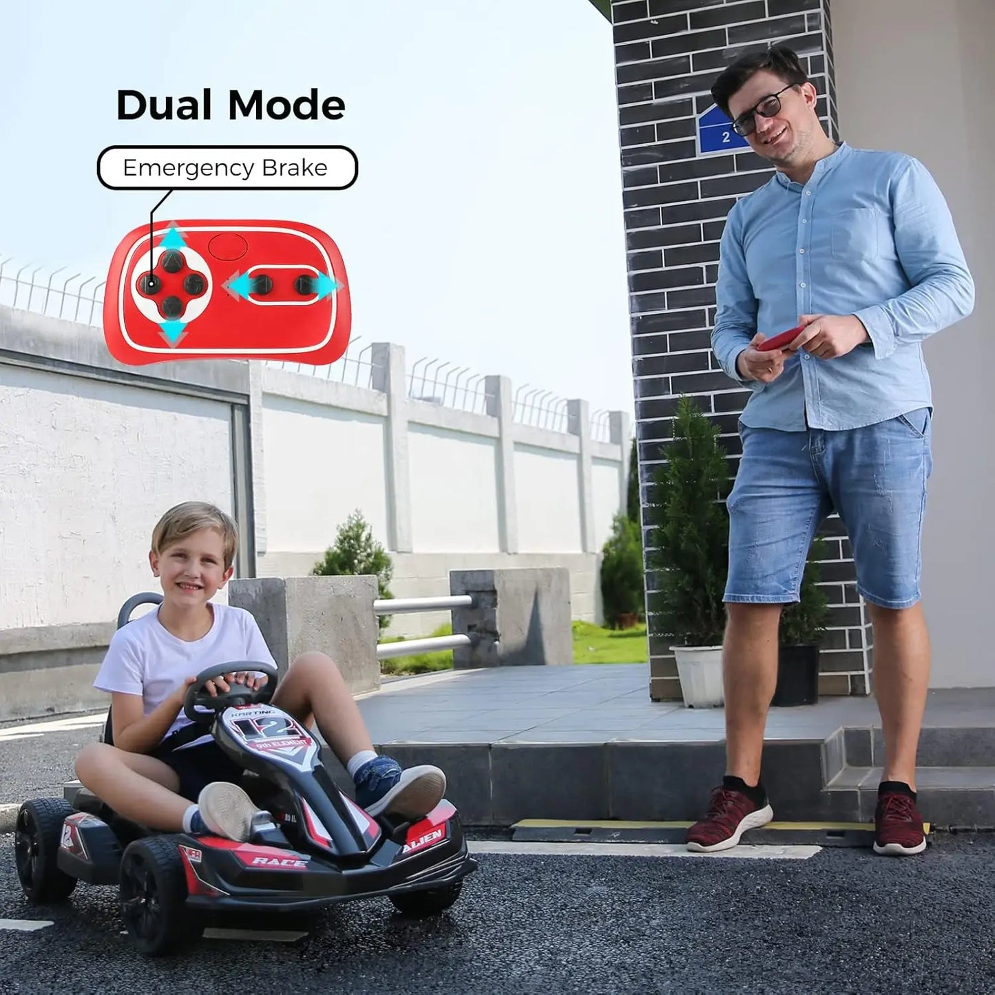 Electric Go Kart for Kids, 12V 2WD Battery Powered Ride On Cars with Parent Remote Control for Boys Girls,Vehicle Toy Gi