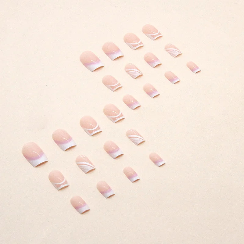 24 PCs Short French Minimalist Nails with 1 Jelly and 1 Nail File