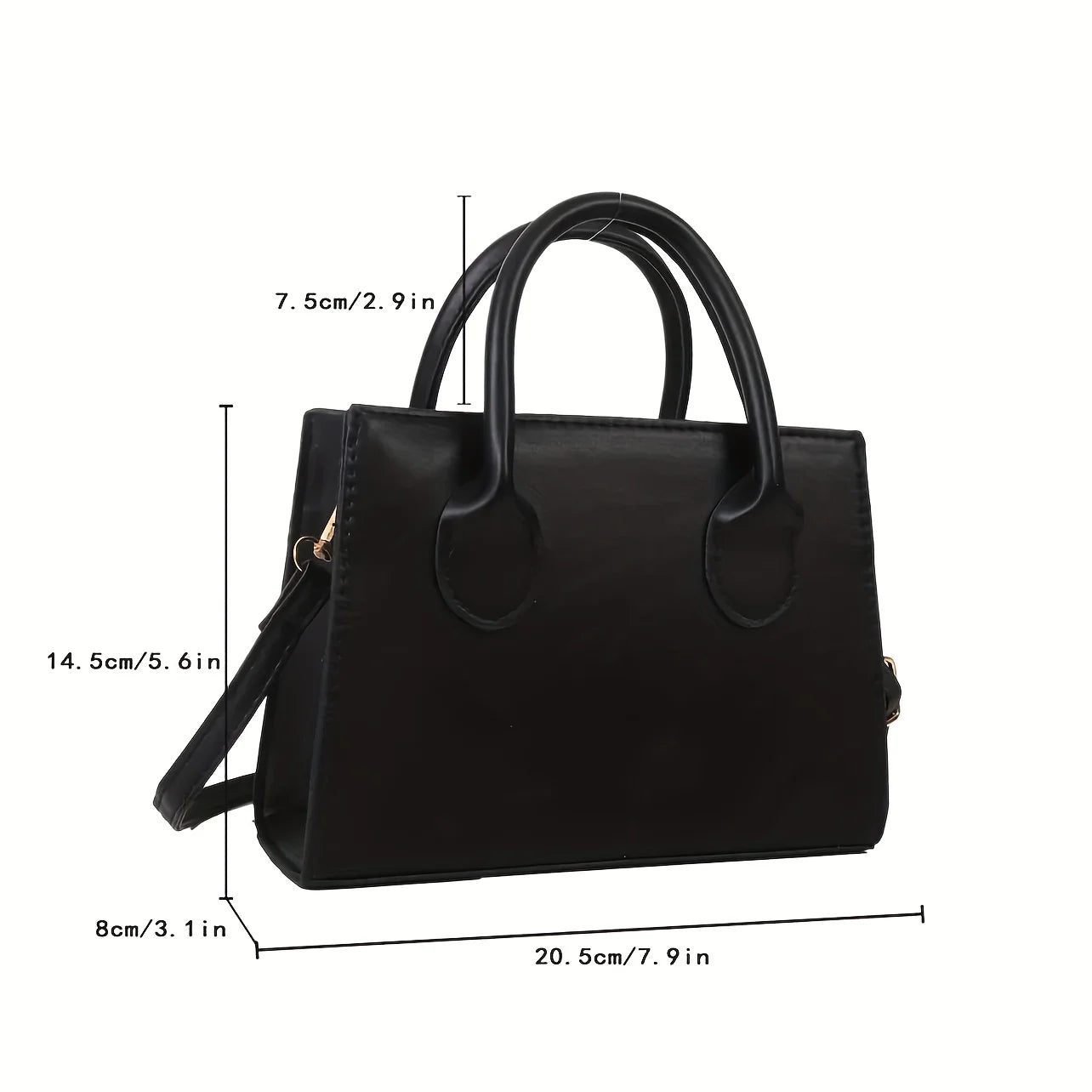 Minimalist Black Small Square Abg, All-Match Top Handle Purse, Classic Shoulder Bag For Work