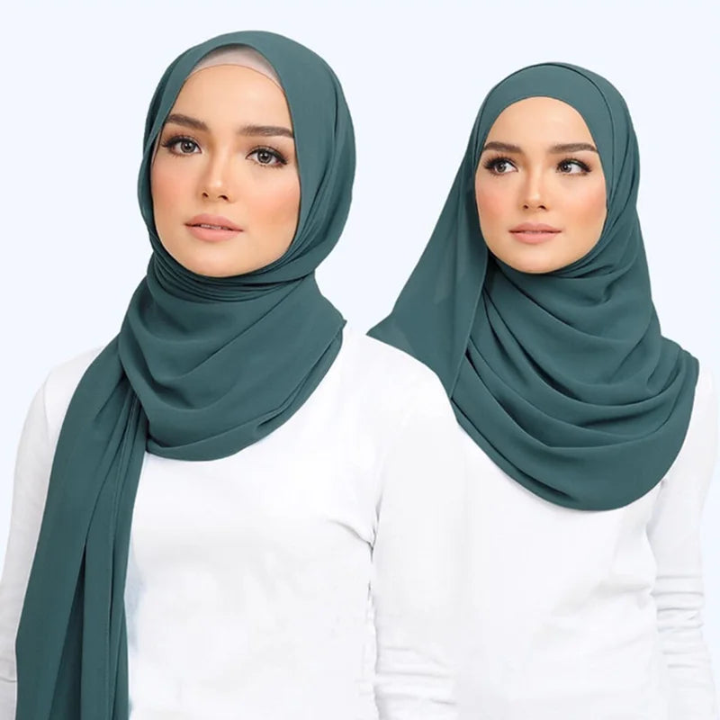 Muslim Chiffon Hijab Scarf Women Long Solid Color Head Wrap