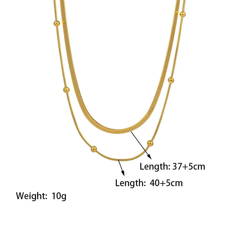 New 2024 Stainless Steel Double Layered Stacking Chain Necklace Women Woman's Choker Jewelry Necklace for Women Gifts Wholesale