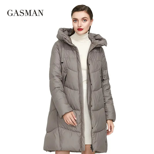 GASMAN 2022 New khaki fashion warm winter jacket Women long sleeve thick parka coat hooded Female waterproof down jackets 19677