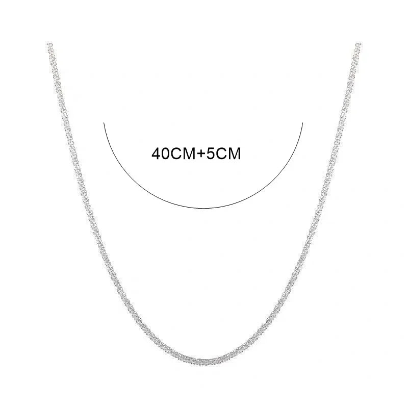 LATS Popular Silver Colour Sparkling Clavicle Chain Choker Necklace Collar For Women Fine Jewelry Wedding Party Birthday Gift