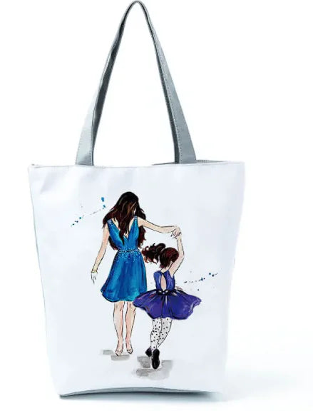 Cute Cartoon Super Mama Print Bag Travel Shoulder