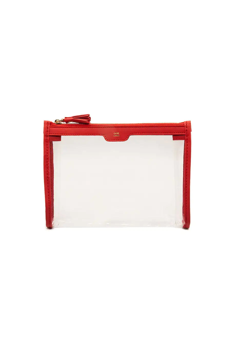 Case Look Women's Red Detailed Transparent Clutch Tina 04