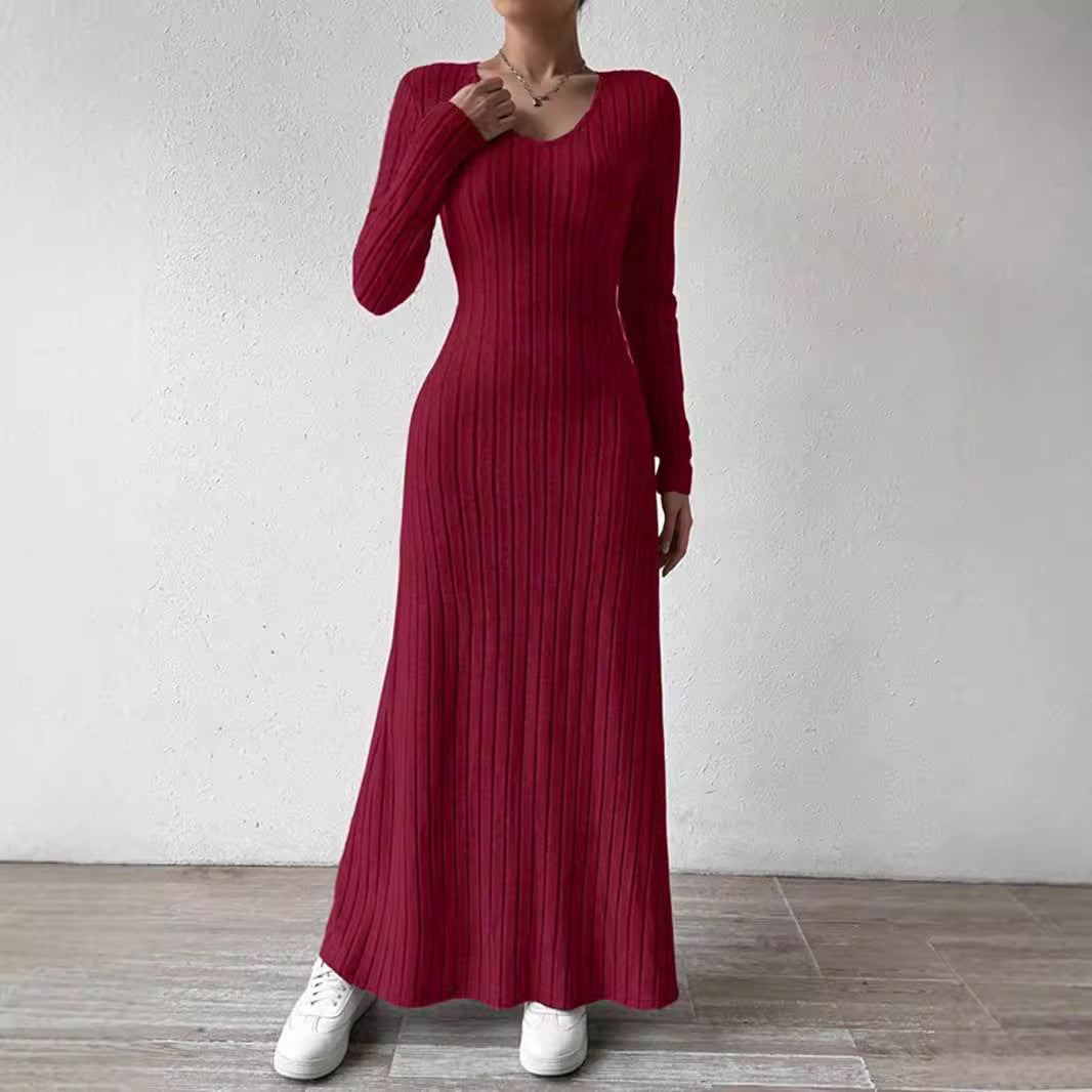 Women's Slim V-neck Dress Sweater