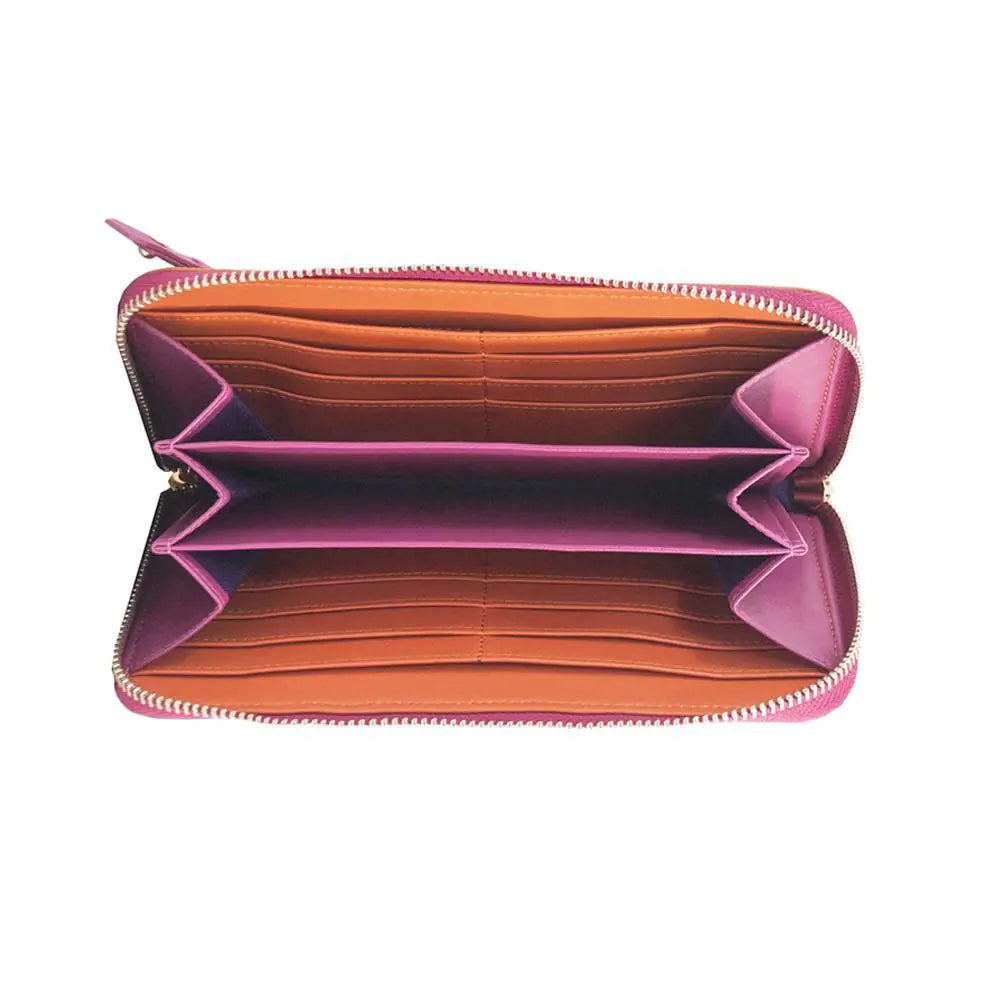 Layla Leather Wallet- Watermelon/Orange